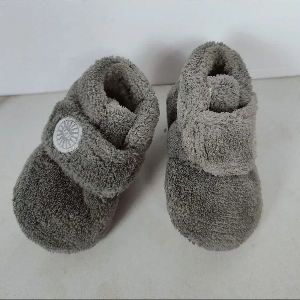 UGG Bixbee Grey Fleece Infant Baby Walker Booties, Sz 0/1